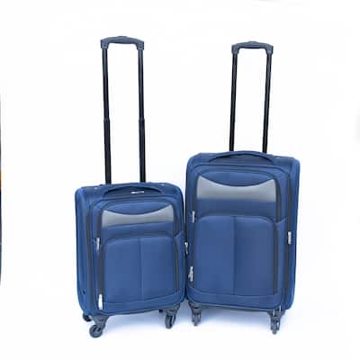 2 Piece Soft Shell Suitcases Set with 360 掳 Silent Double Row Universal Wheels and Ergonomic Handle