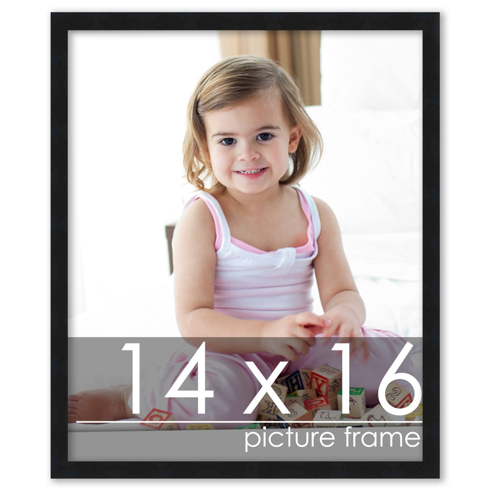 14x16 Contemporary Black Complete Wood Picture Frame with UV Acrylic