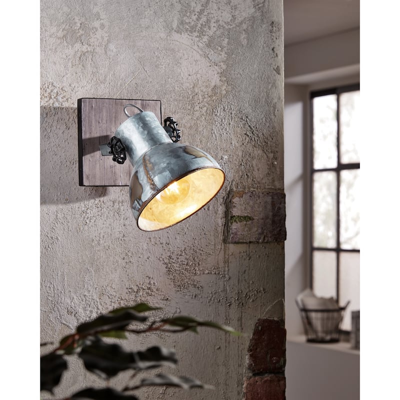 Eglo Barnstaple 1-Light Distressed Zinc and Black Wall Sconce - Distressed Zinc and Black