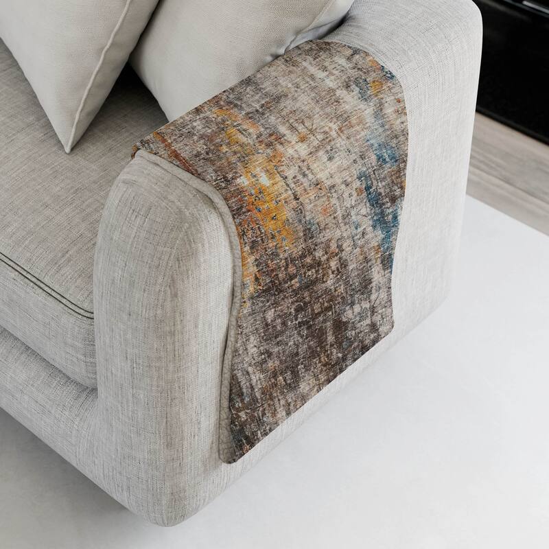 Premium Machine Washable Modern Abstract Sherpa Throw Blanket - Taupe - 4'2" x 5'10"