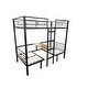 preview thumbnail 4 of 6, Twin over Twin Size Steel Loft Bunk Bed with Table Sets Transformable, Ladder and Fence for Bedroom