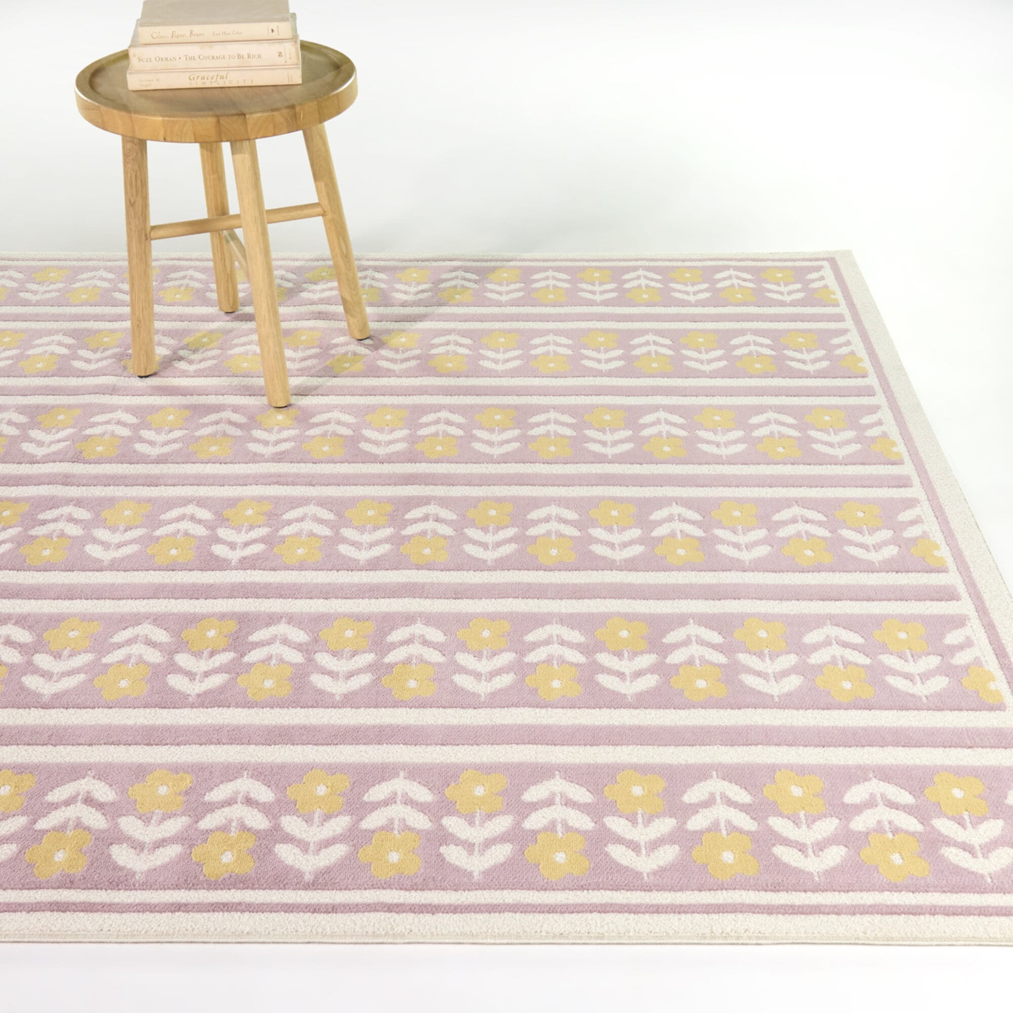 Irvan Striped Floral Area Rug