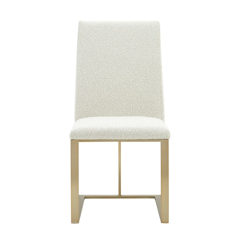 Modrest Frankie Modern Off-White Fabric & Antique Brass Dining Chair