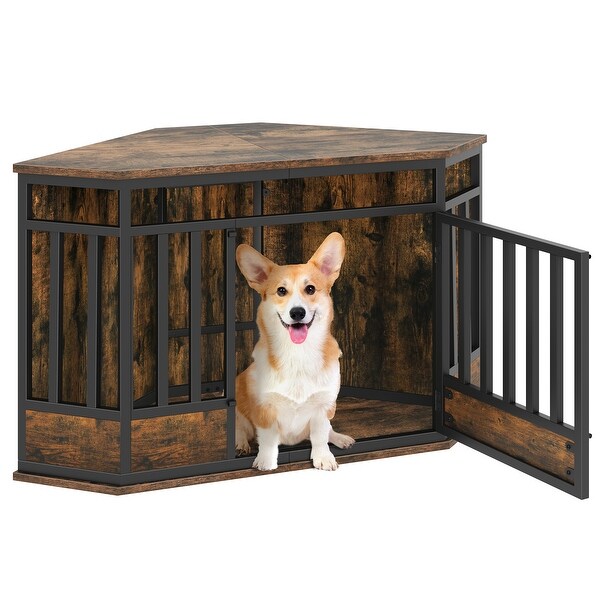ファンシーアラモード カゴ Moasis 52 Inch Corner Dog Crate Furniture with Lockable Door,Heavy