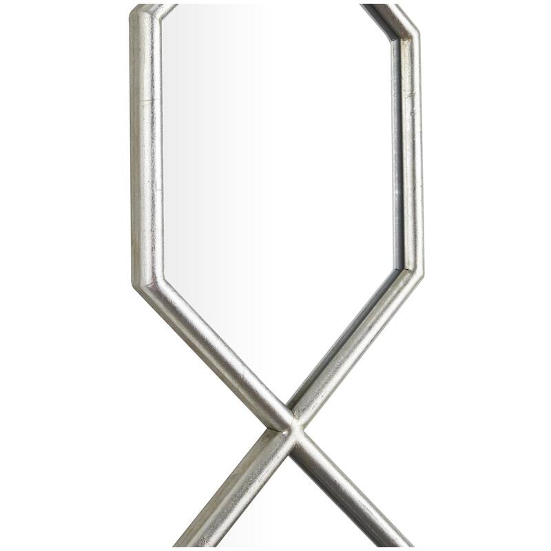 Metal Geometric Slim Stacked Chain 5 Layer Wall Mirror with Trellis Pattern - Black, Gold, Silver - Roche River Decor