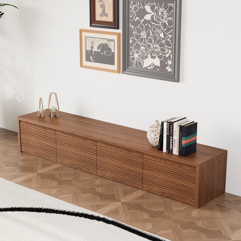 78.74" Modern TV Stands, Natural Wood Texture, Media Console with 4 Drawers