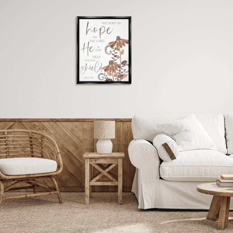 Stupell He Is Our Help & Shield Framed Floater Canvas Wall Art Design By Annie LaPoint