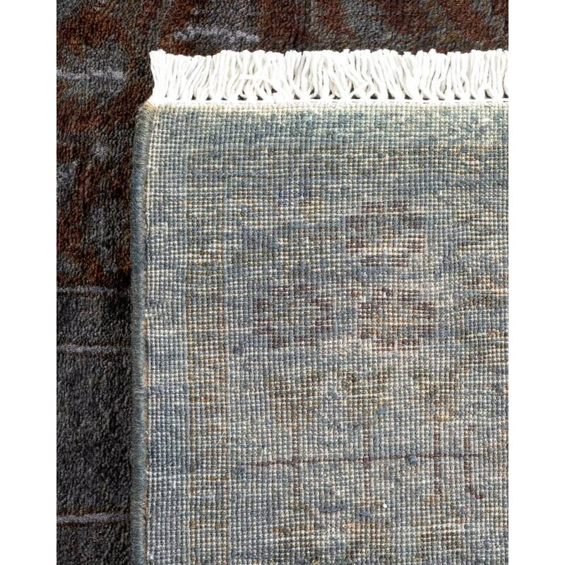 Overton Hand Knotted Wool Vintage Inspired Modern Contemporary Overdyed Gray Runner Rug - 2' 8" x 5' 10"