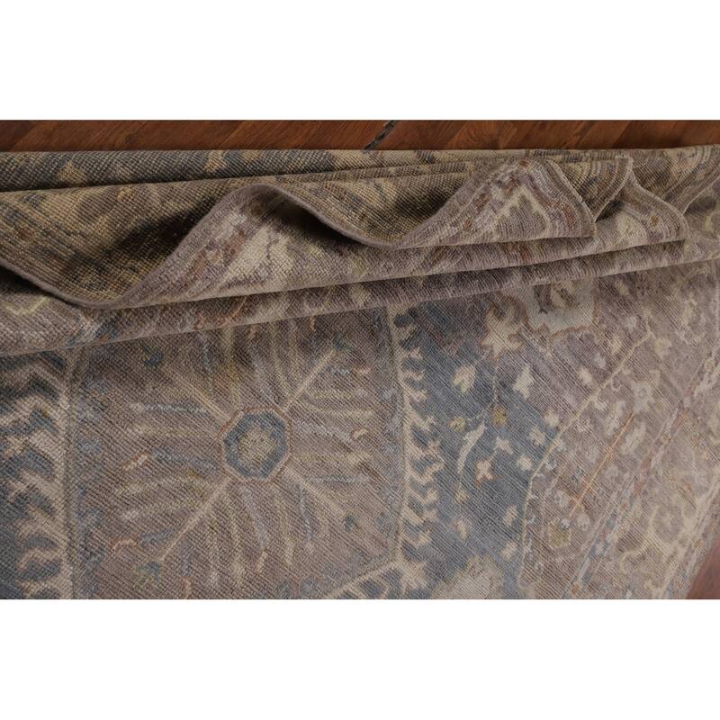 Vegetable Dye Oushak Turkish Area Rug Grey Hand-Knotted Wool Carpet - 6'1"x 9'0"