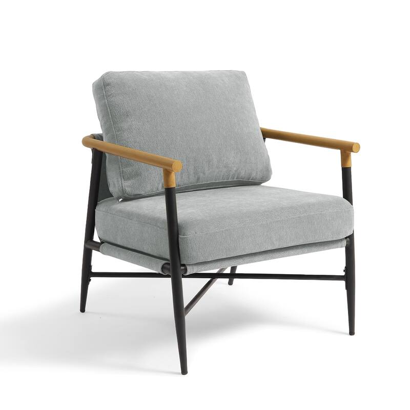 Anis 27'' W Vegan Leather/ Chenille Metal X Base Accent Chair Set of 2