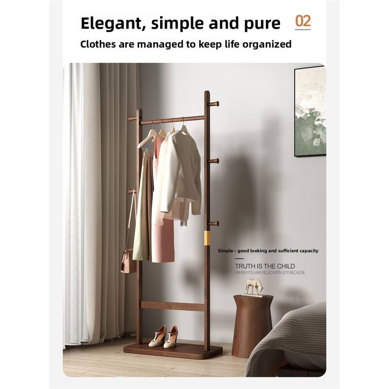 Coat Racks Solid Wood Hanger Easy to Assemble in Walnut