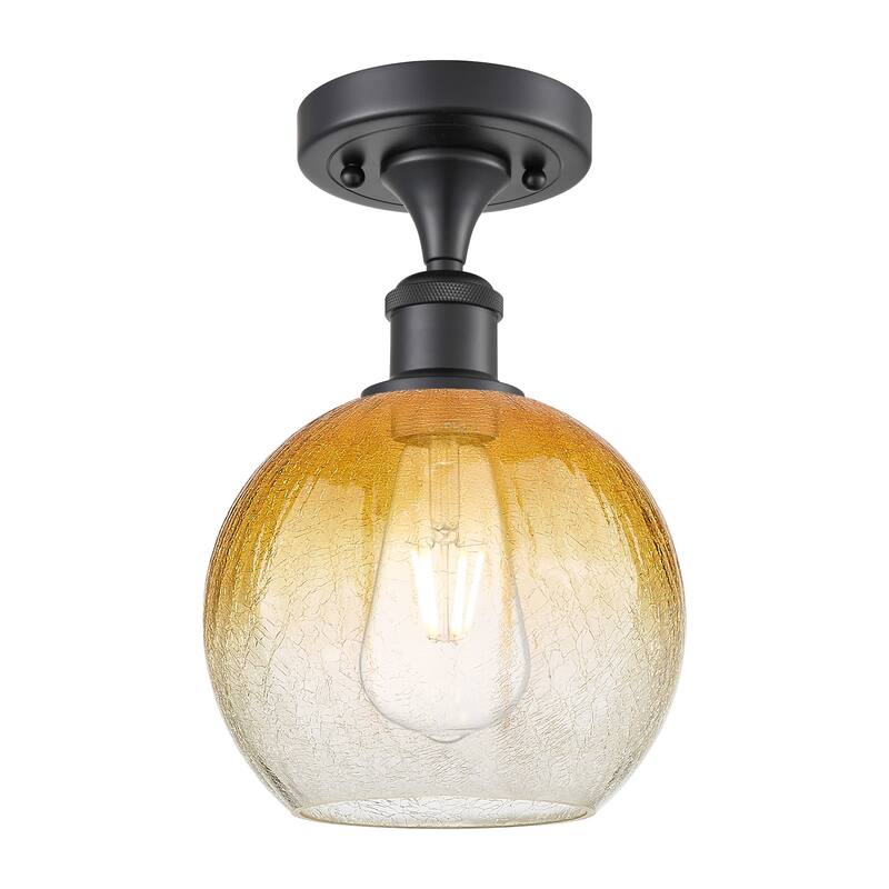 Innovations Lighting 516-1C-11-8 Brookhaven Globe Semi-Flush - Matte Black / Amber