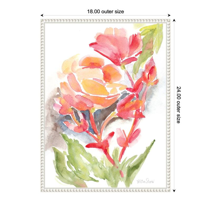 Kate and Laurel Sylvie Loose Orange Begonia Framed Canvas by Patricia Shaw