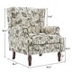 preview thumbnail 69 of 85, 2 Set Transitional Patterned Wingback Accent Chairs with NailHead