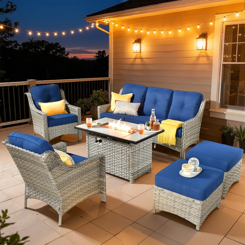 XIZZI 6-Piece Patio Wicker Furniture High-Back Sofa Set