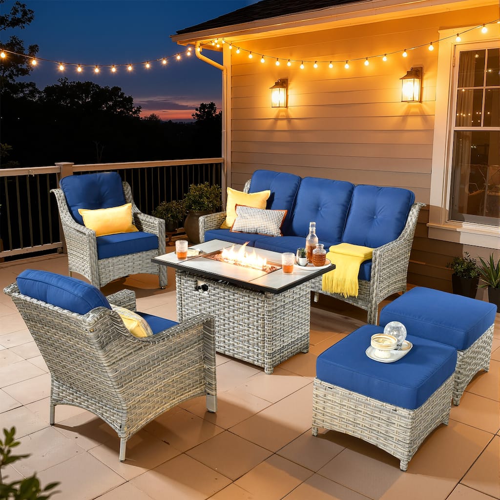 XIZZI 6-Piece Patio Wicker Furniture High-Back Sofa Set
