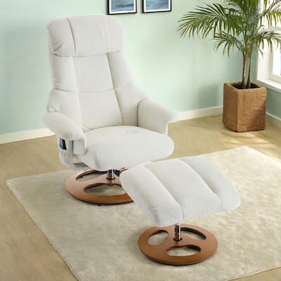 Chenille 360° Swivel Massage Recliner Chair with Ottoman, Massage and Heated Seat