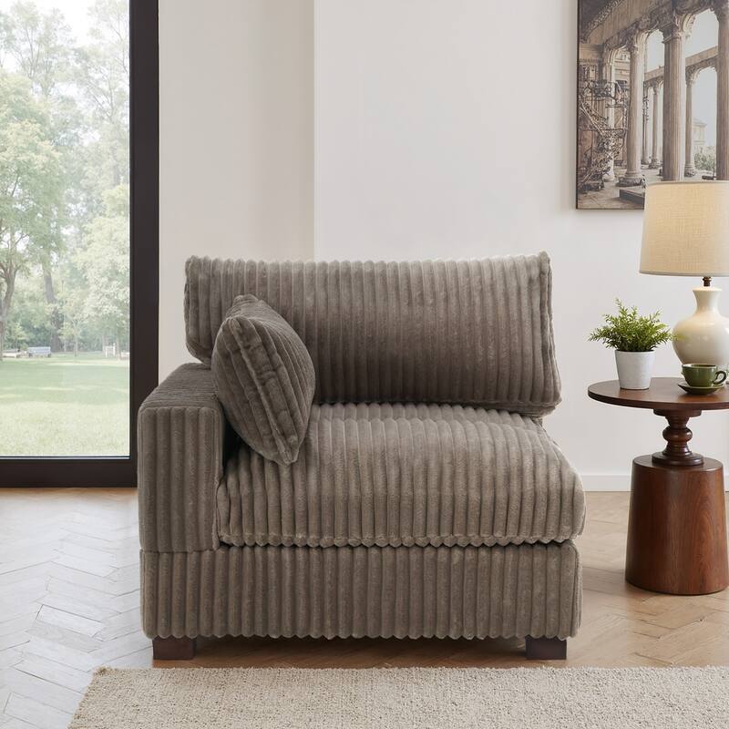 Plush Faux Fur Accent Sofa Chair - Armchair left facing - Brown