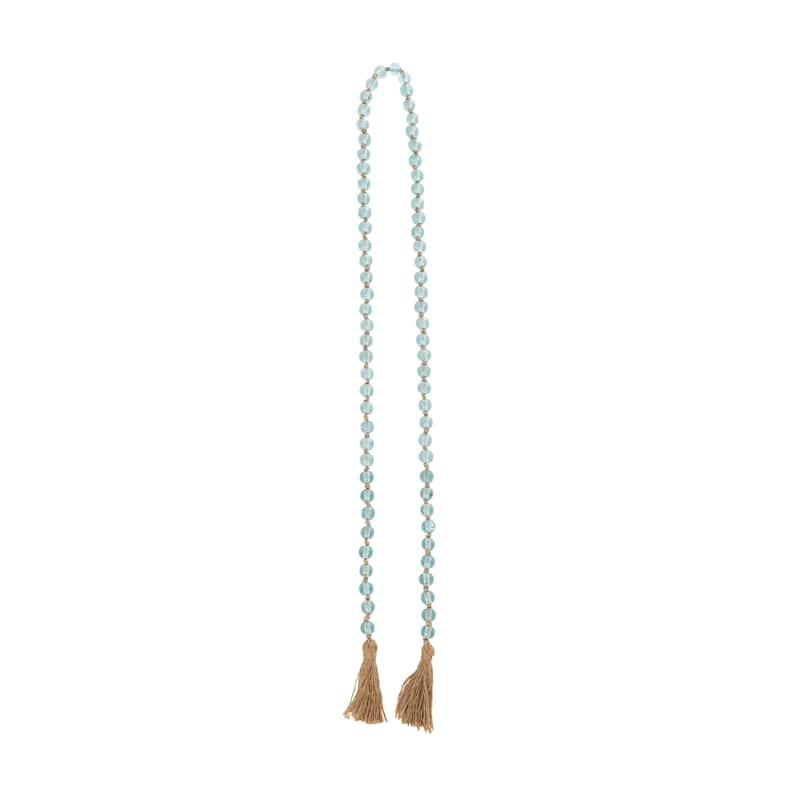 Glass Handmade Round Long Beaded Garland with Tassel with Knotted Brown Jute