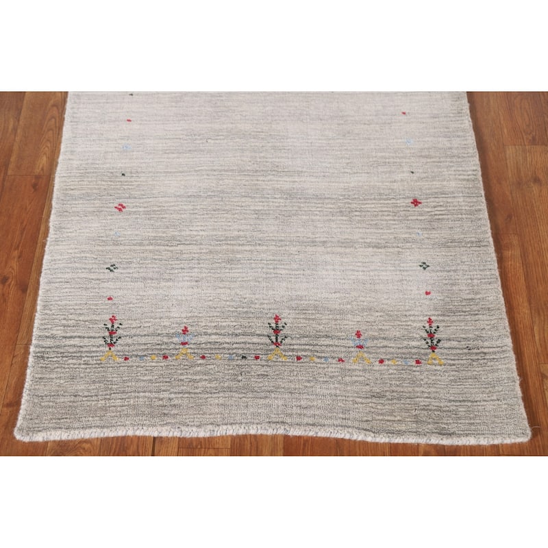 Tribal Beige Gabbeh Runner Rug Hand-knotted Wool Carpet - 2'2"x 9'8"