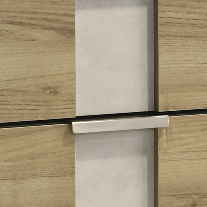 Amey Nightstand with 2 Drawers, White Trim and Driftwood Brown Finish