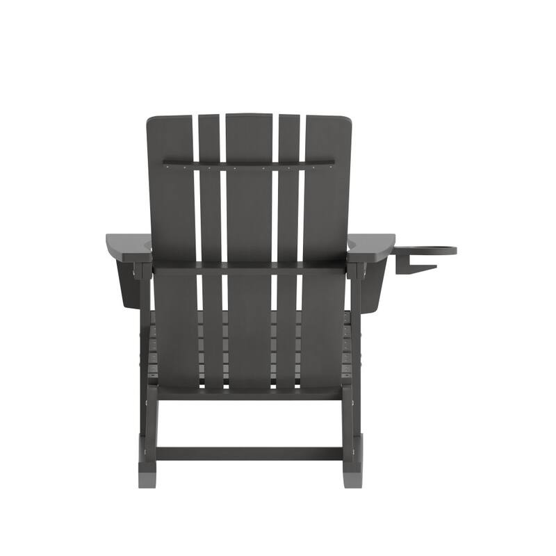 Commercial All-Weather Rocking Adirondack Chair with Swiveling Cupholder