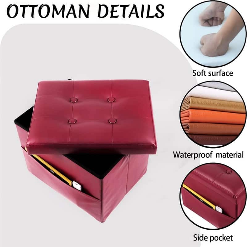 17"Storage Ottoman Folding Footstool