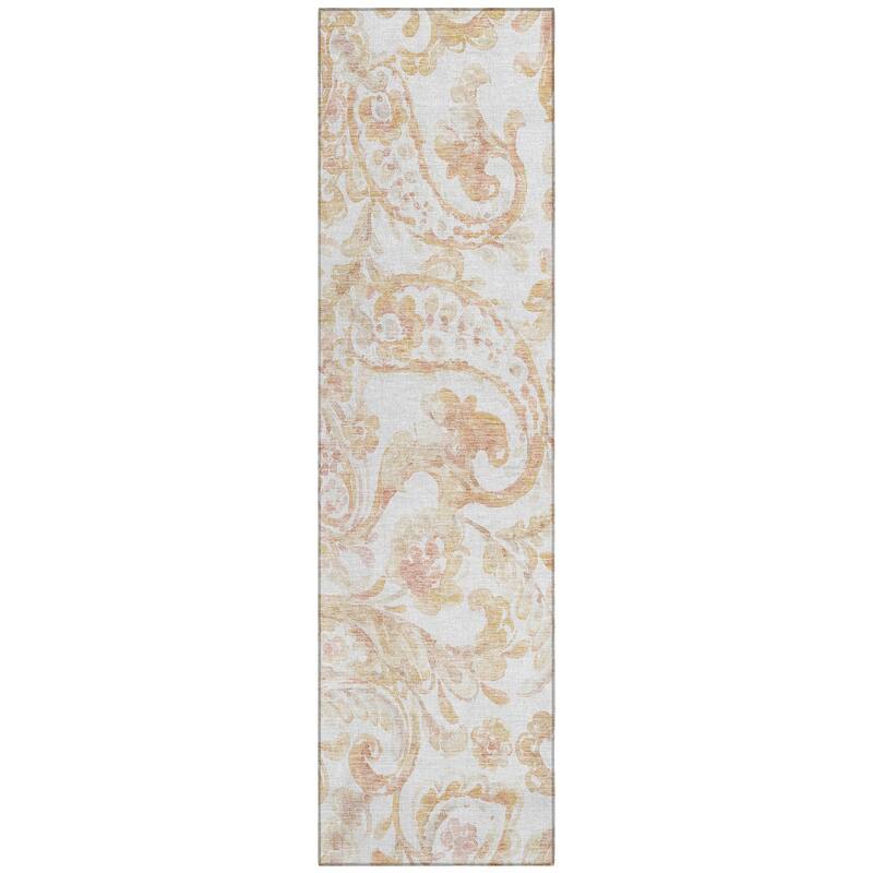 Machine Washable Indoor/ Outdoor Chantille Traditional Scroll Rug
