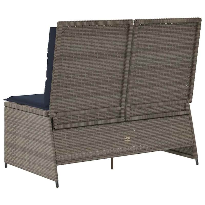 vidaXL Garden Bench with Cushion Brown Poly rattan - 26 x 43 x 37