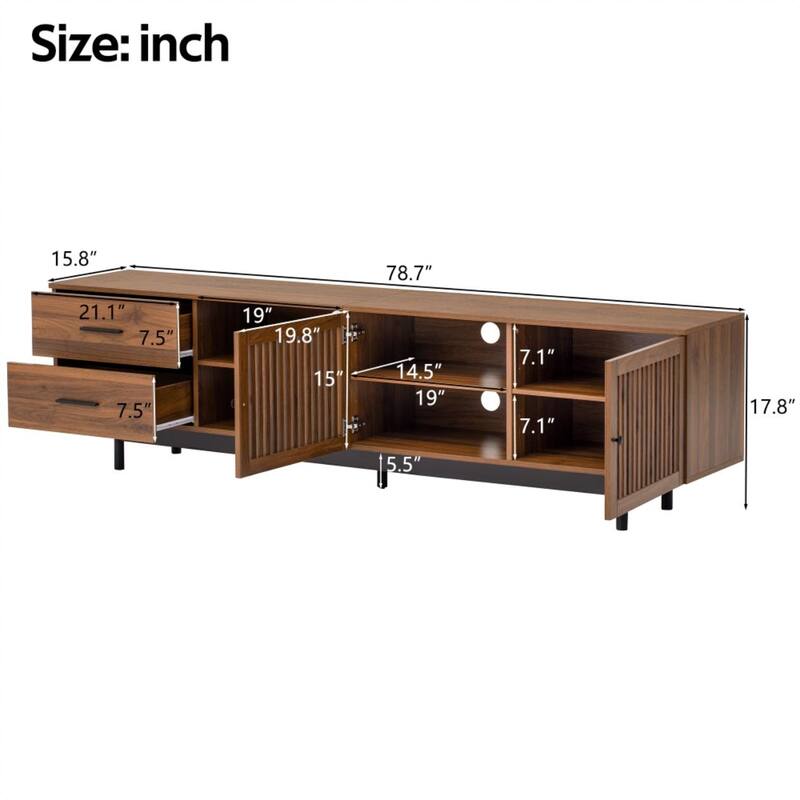 78" Modern TV Stand for TVs up to 85" with Deep Drawers, Cable Management & Solid Wood Legs