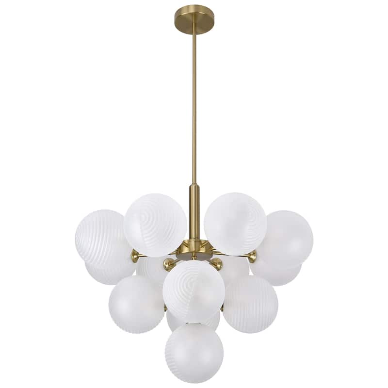 13 - Light Luxury Gold Chandelier with Frosted Glass Globes for Living Dining Room Centerpiece - Antique Brass