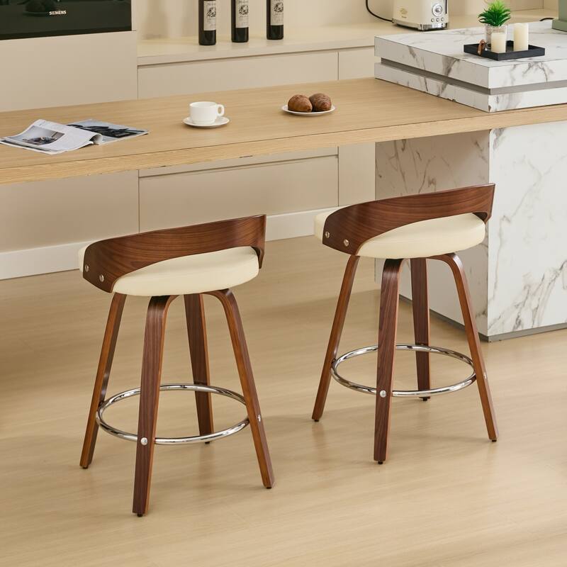 Bar Stools Set of 2, Swivel Bar Height Stools with Low Back