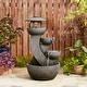 preview thumbnail 5 of 19, Glitzhome 32"H 4-Tiered Zen Pagoda Polyresin LED Lighted Outdoor Floor Water Fountain