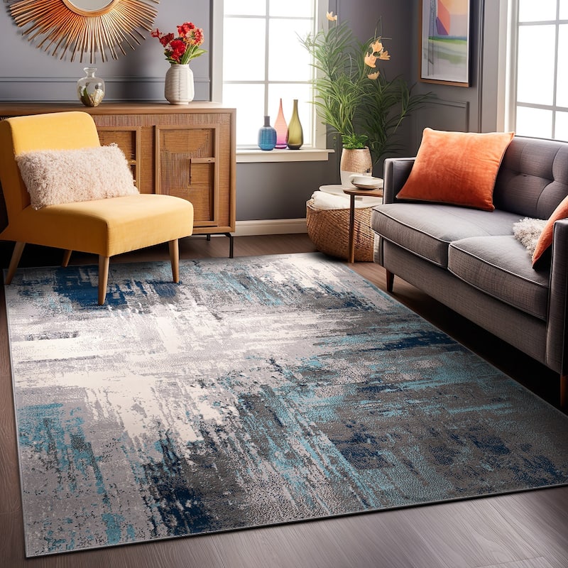 World Rug Gallery Bari Contemporary Abstract Art Area Rug