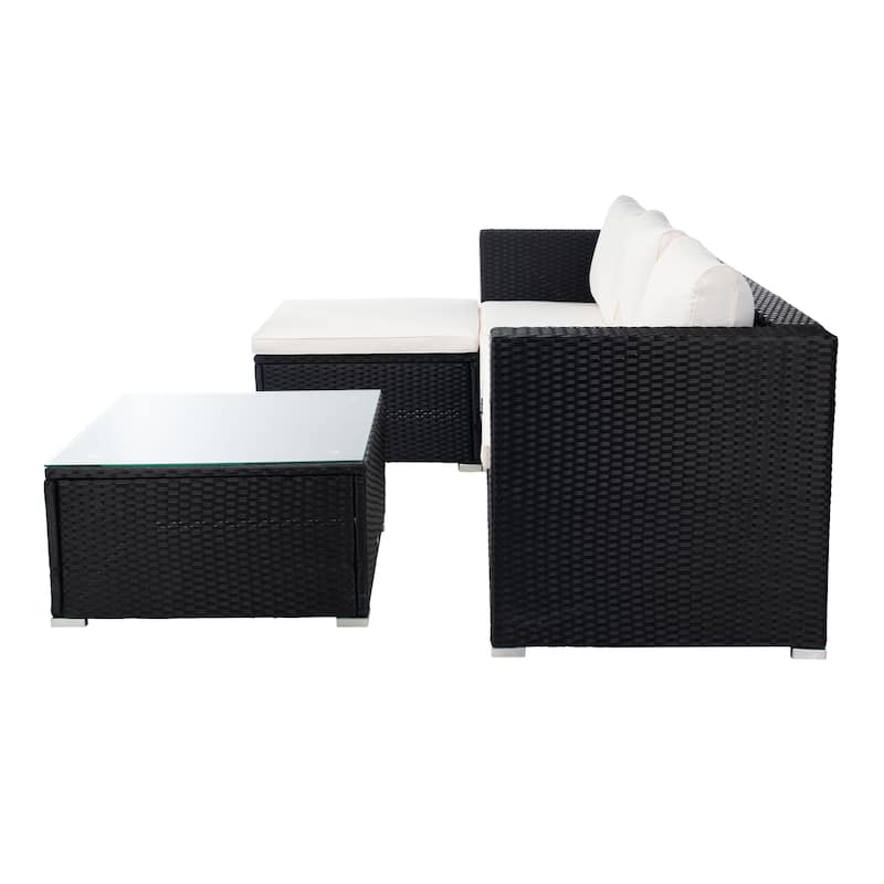 SAFAVIEH Outdoor Patio Furniture Lainey 3-Piece Sectional Conversation Set - 51W x 26D x 27H