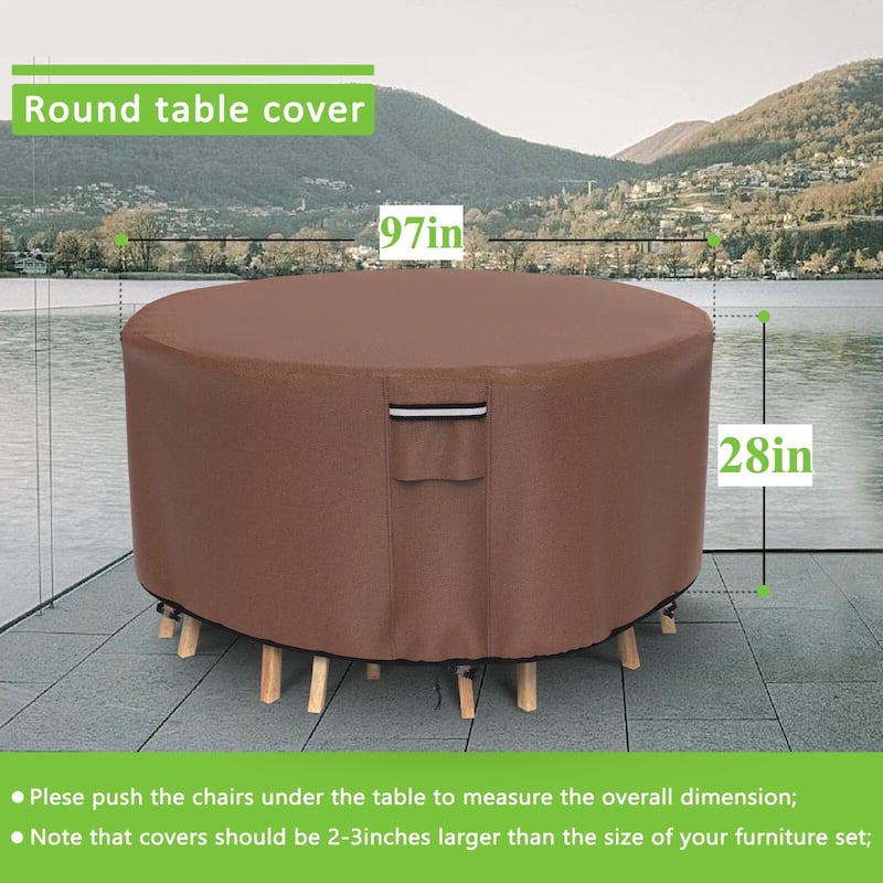 600D Heavy Materials Outdoor Round Patio Furniture Waterproof Anti-Fading Furniture Cover