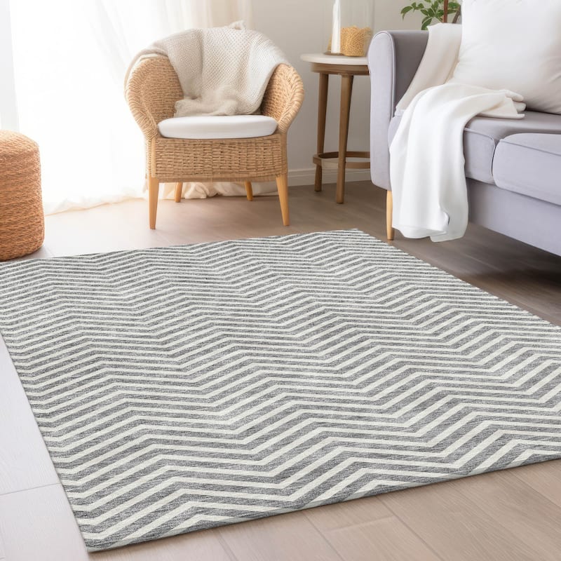 Premium Washable Super Soft Modern Chevron Mayfield Rug - Gray - 2'6" x 3'10"