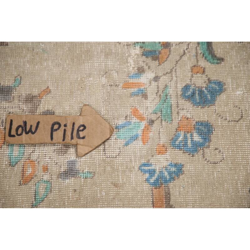 Hand Knotted Oriental 100% Wool Carpet Traditional Floral Beige & Ivories Tabriz Area Rug - 12' 11'' X 9' 6''