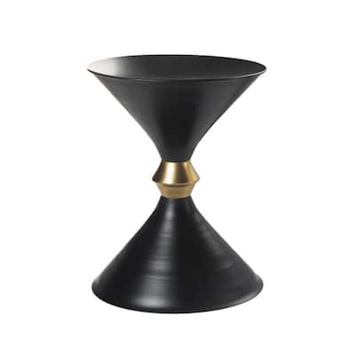 Black Iron Freeform End Table with Pedestal Base for Modern Interiors - 14” x 14” x 18” (D x W x H)