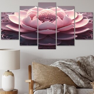 Designart "Tender Blossoming Pink Lotus Flower I" Lotus Multipanel Wall ...