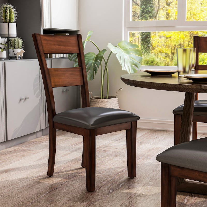 Paur Farmhouse Brown Wood Dining Chairs (Set of 2) by Furniture of America
