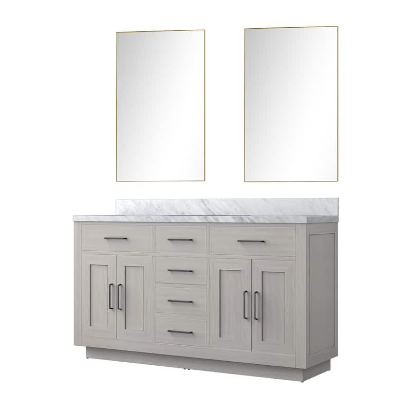Abbey Bath Vanity with Carrara Marble Top, Sink and Mirror