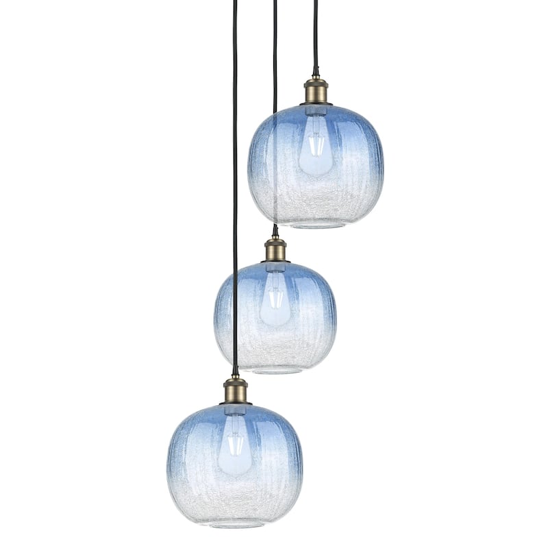 Innovations Lighting 113B-3P-37-17 Brookhaven Sphere Pendant - Black Antique Brass / Sapphire Blue