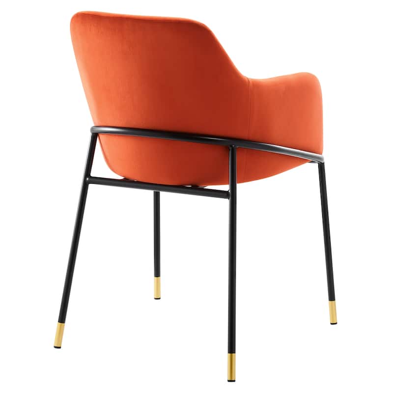 Jovi Performance Velvet Dining Armchair Set of 2 - N/A - Black Orange - Set of 2