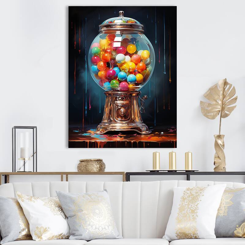 Designart "Popart Glitzy Gumballs Portrait" Pop Art Wall Art Print