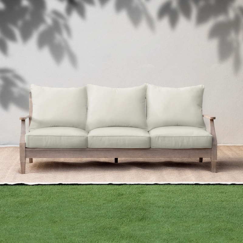 Sorra Home Indoor/Outdoor Deep Seating Sofa Pillow and Cushion Set - 25 x 25 x 5 Sofa Pillow Cushion Set Corded - Ivory
