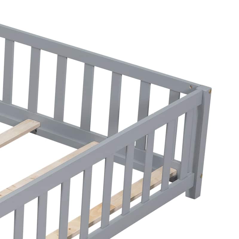 Floor Platform Bed with Fence