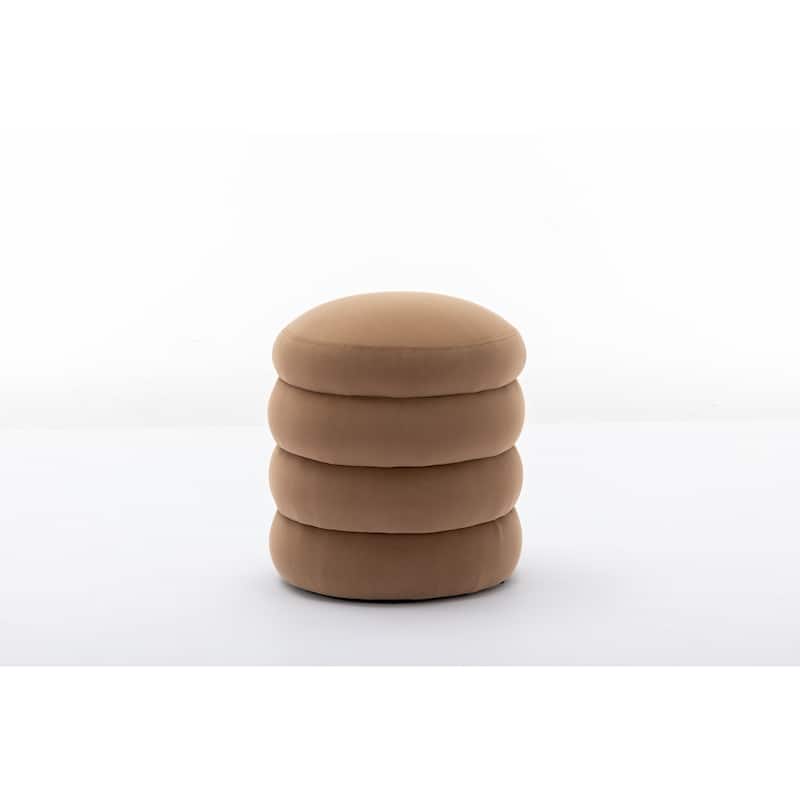 Soft Velvet Round Ottoman Footrest Stool