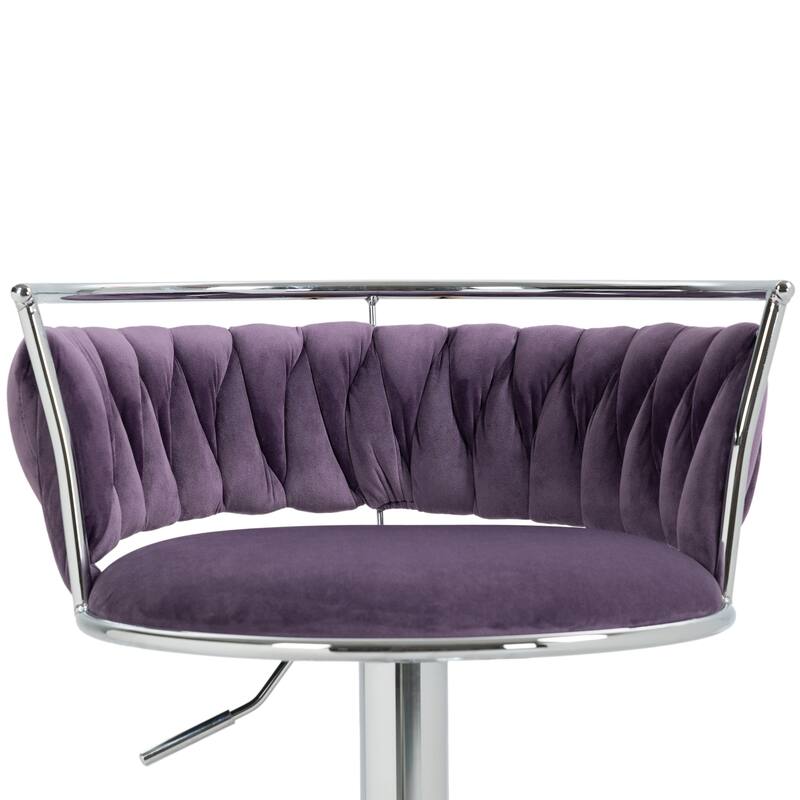 4 Set Modern Velvet Adjustable Swivel Bar Stools with Metal Frame