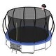 preview thumbnail 12 of 13, 16ft Blue Round Outdoor Trampoline with Enclosure Net and Balance Bar
